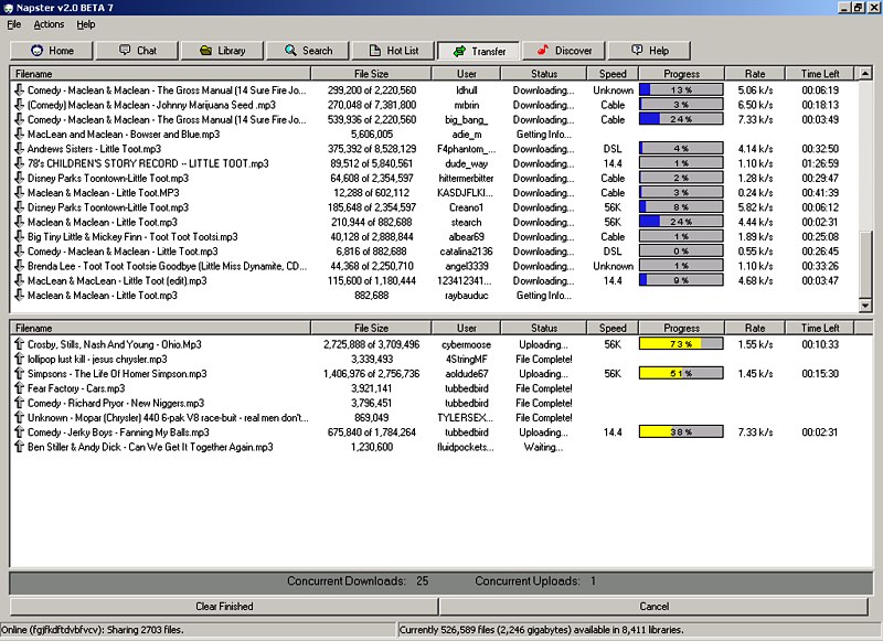 Screenshot from Napster v2.0 Courtesy of mashable.com Link: http://i.imgur.com/NDQy5za.png License: Fair Use