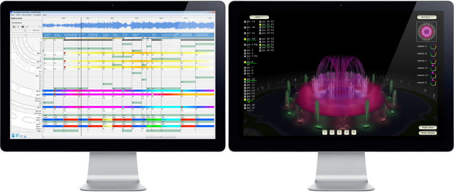 Software that simulates and controls Barcelona's "Magic fountain". A complete overhaul of their once state of the art manual control system. Image: Courtesy of Amy Goodman (amycgx). Creative Commons Attribution ShareAlike 3.0